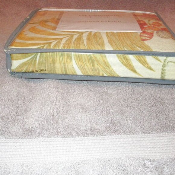 Vtg Liz Claiborne Bon Aire Shower Curtain Cotton Fabric Tropical Coastal Beach - Picture 3 of 7